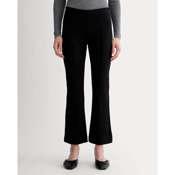 Everlane Pants - EVERLANE Dream Kick Flare Pant L Black Side Zip Stretch Pintuck Mid-Rise EUC B17